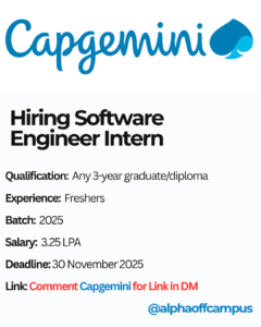 Capgemini Exceller Hiring 2025